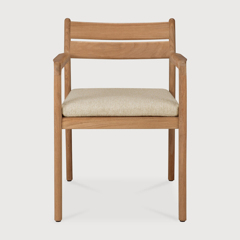 Be Home Jack Outdoor Dining Chair - Teak - Natural Fabric - With Arms