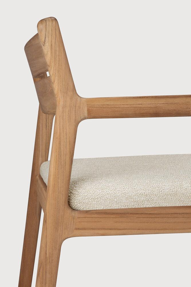 Be Home Jack Outdoor Dining Chair - Teak - Natural Fabric - With Arms