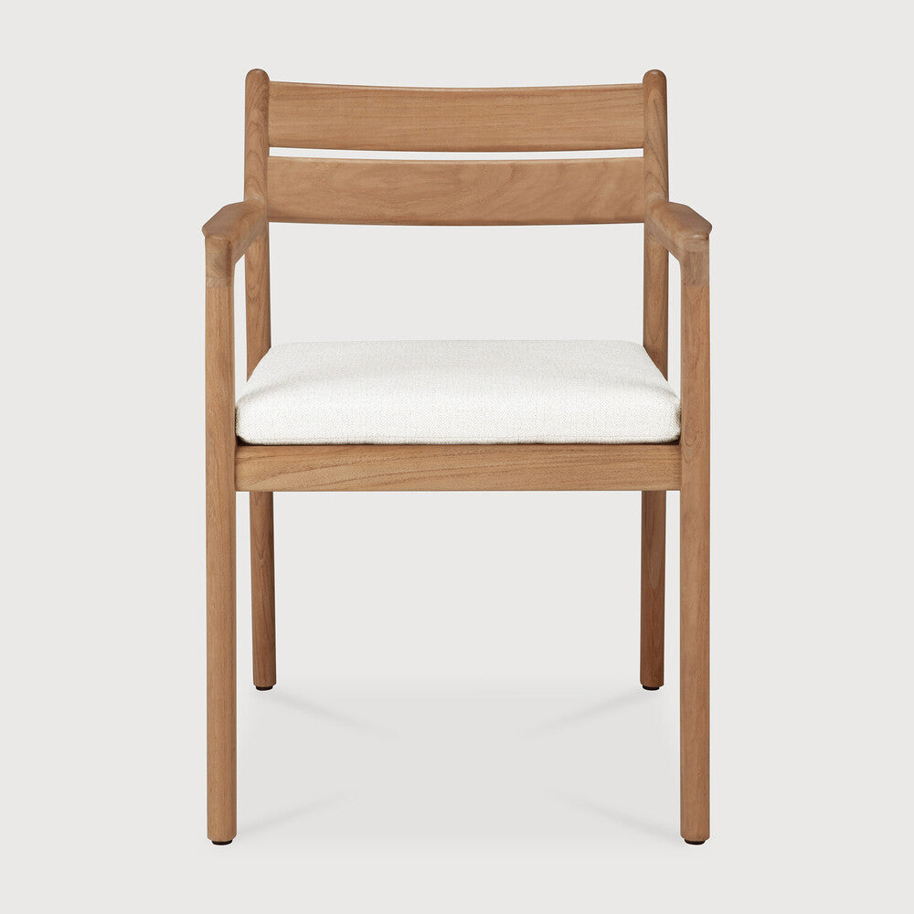 be home Jack outdoor dining chair - teak - Off White fabric - with arms