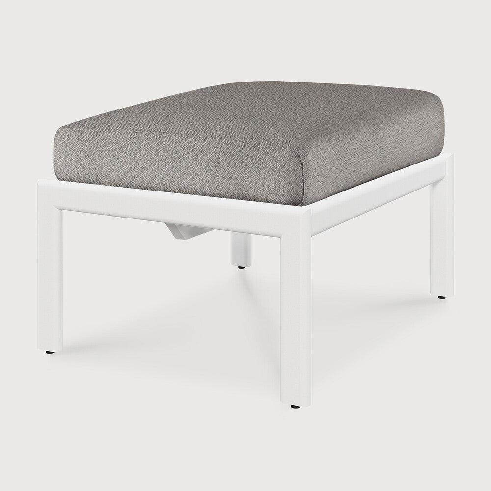 Be Home Jack Outdoor Footstool - Aluminium - White - Mocha Fabric