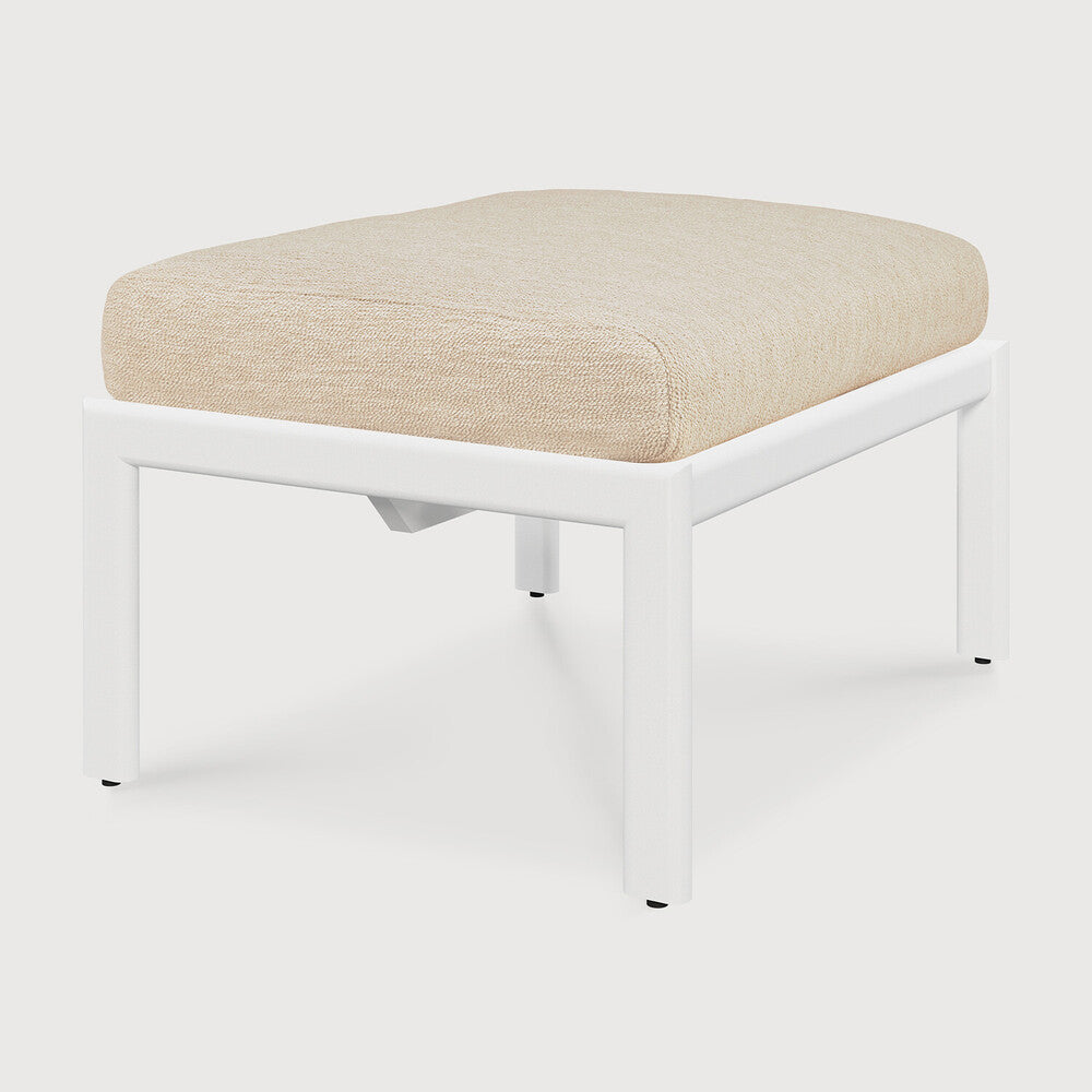 Be Home Jack Outdoor Footstool - Aluminium - White - Natural Fabric