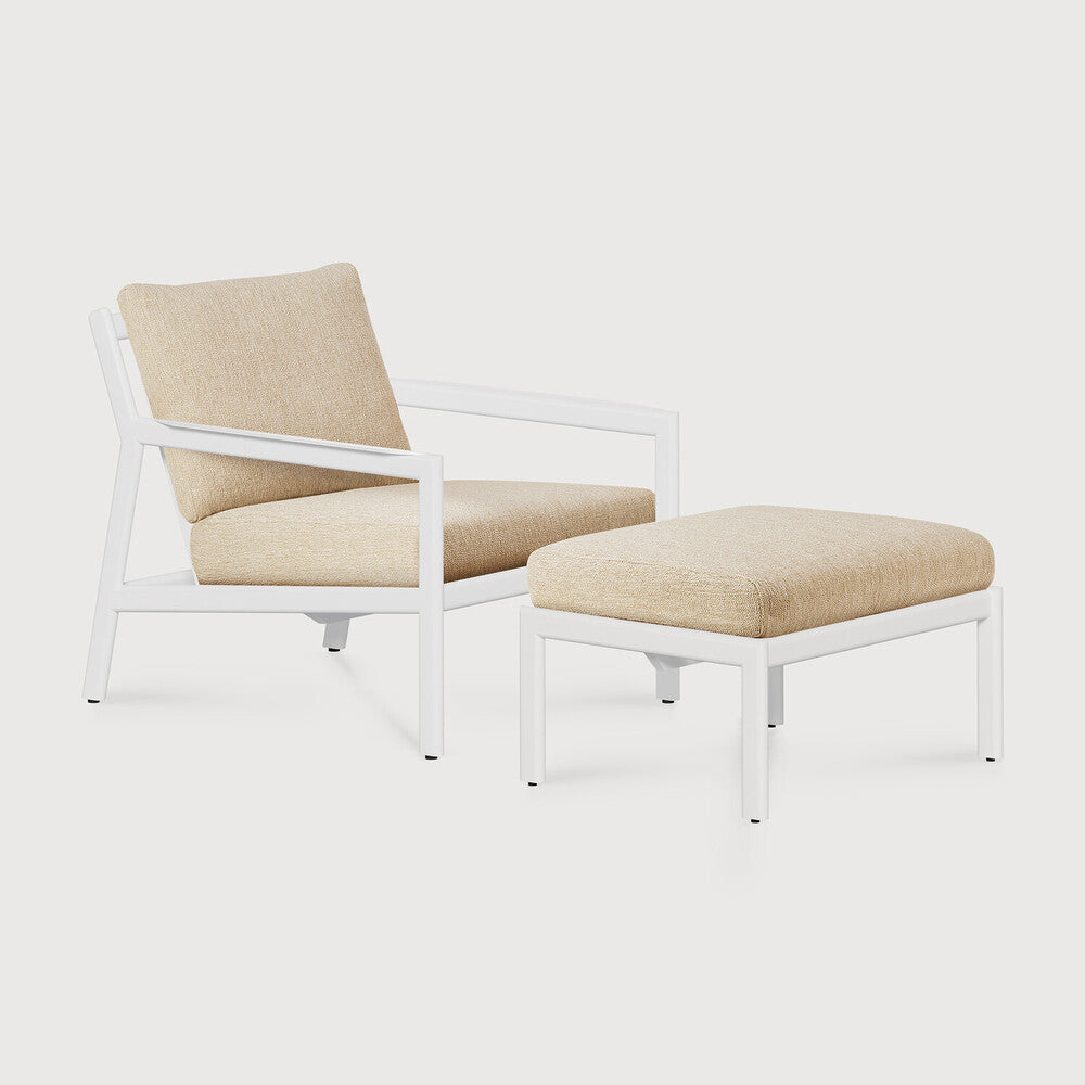 Be Home Jack Outdoor Footstool - Aluminium - White - Natural Fabric