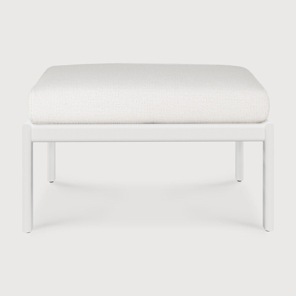 Be Home Jack Outdoor Footstool - Aluminium - White - Off White Fabric