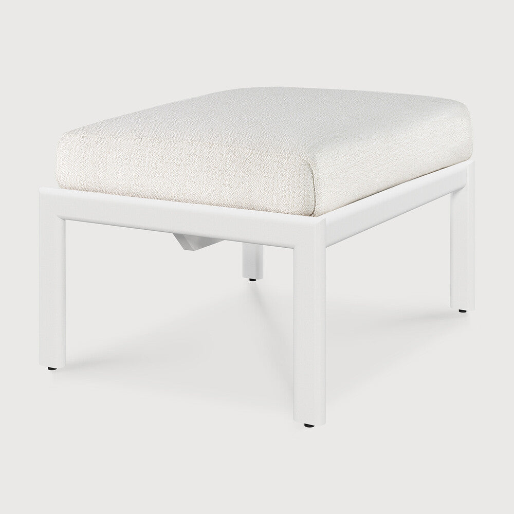 Be Home Jack Outdoor Footstool - Aluminium - White - Off White Fabric