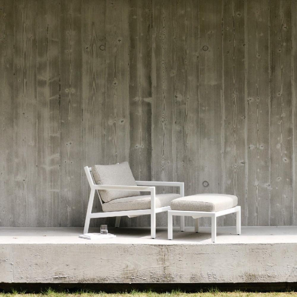 be home Jack outdoor footstool - aluminium - white - Off White fabric