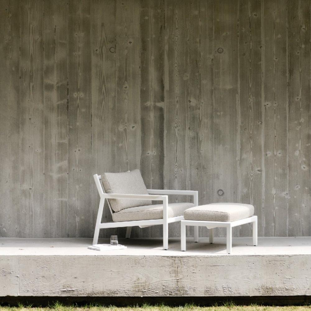 be home Jack outdoor lounge chair - aluminium - white - Off White fabric