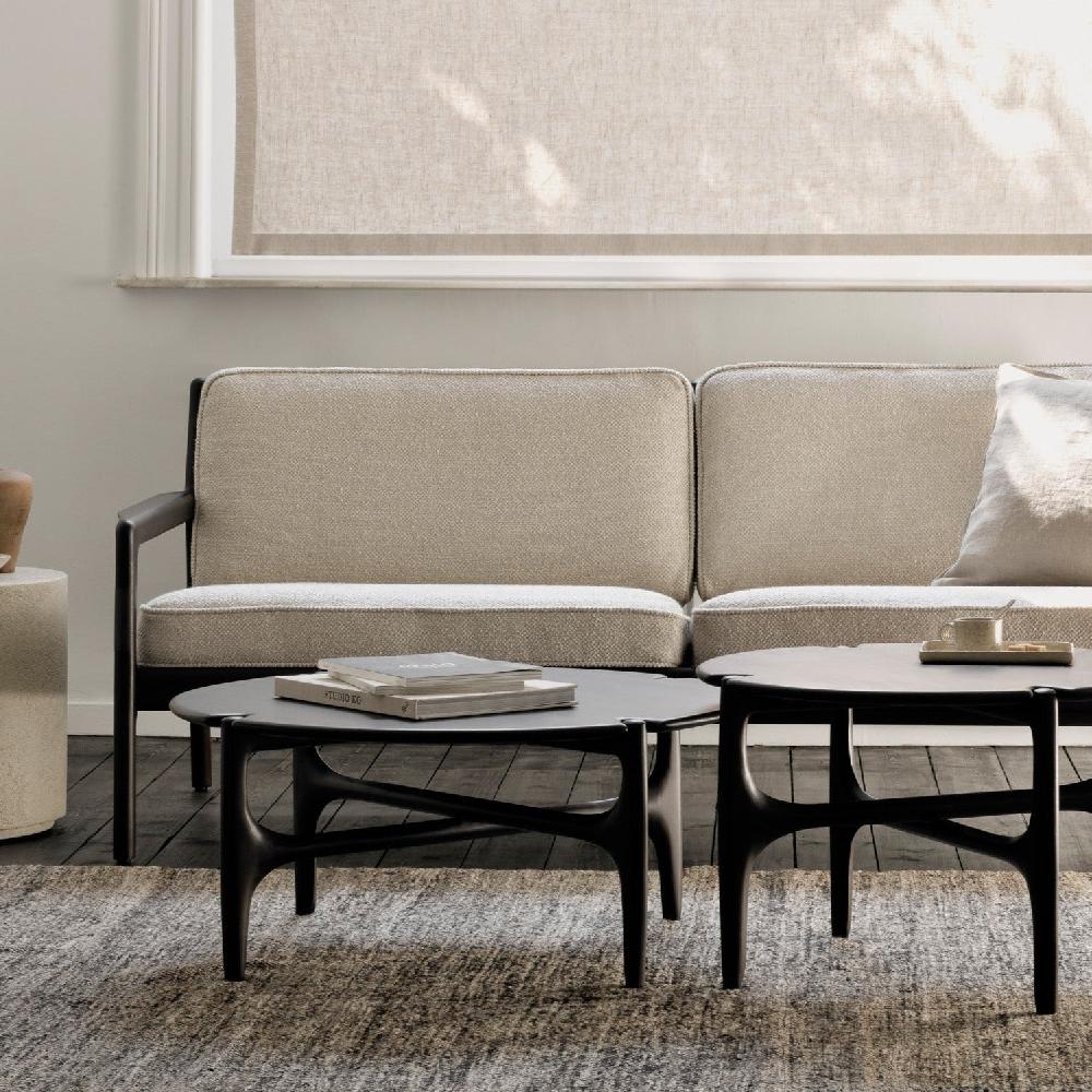 be home Jack sofa - varnished mahogany - dark brown - Ivory fabric - 2+ seater