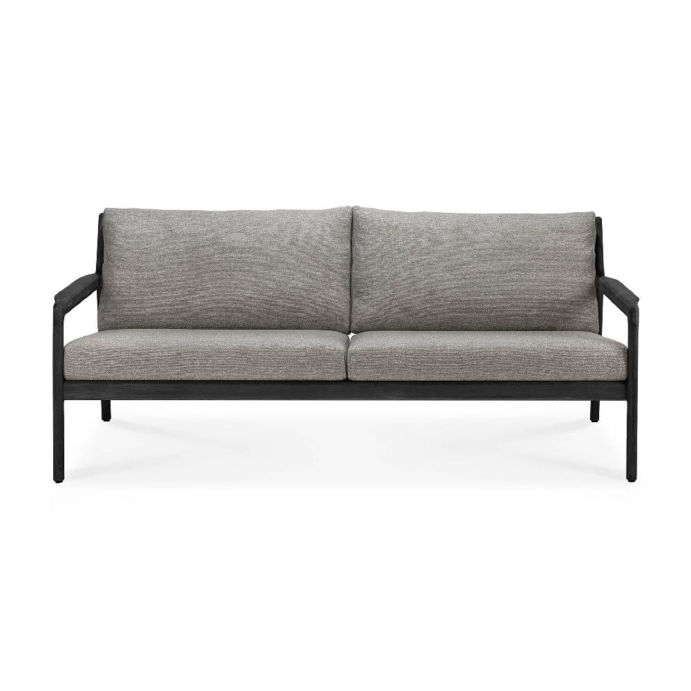 Be Home Jack Solid Black Teak Outdoor 2 Seater Sofa Mocha Fabric