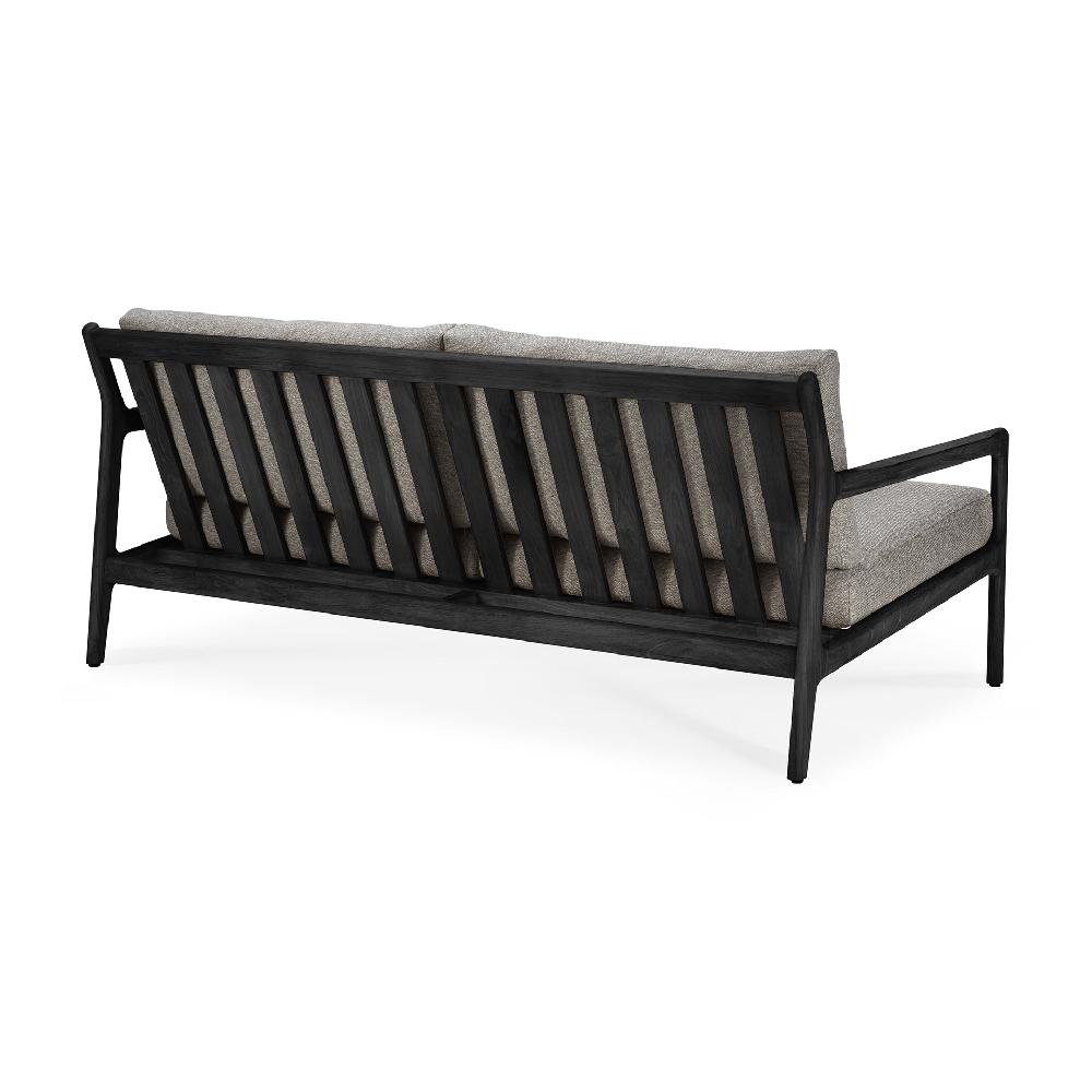 Be Home Jack Solid Black Teak Outdoor 2 Seater Sofa Mocha Fabric