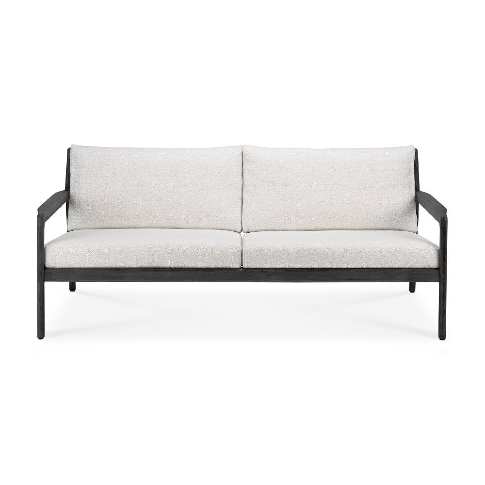 Be Home Jack Solid Black Teak Outdoor 2 Seater Sofa Off White Fabric