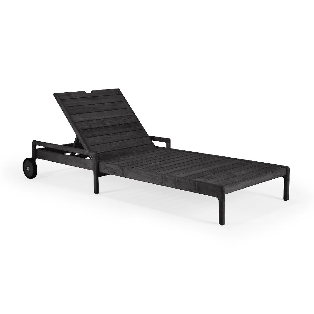 Be Home Jack Solid Black Teak Outdoor Adjustable Lounger Frame