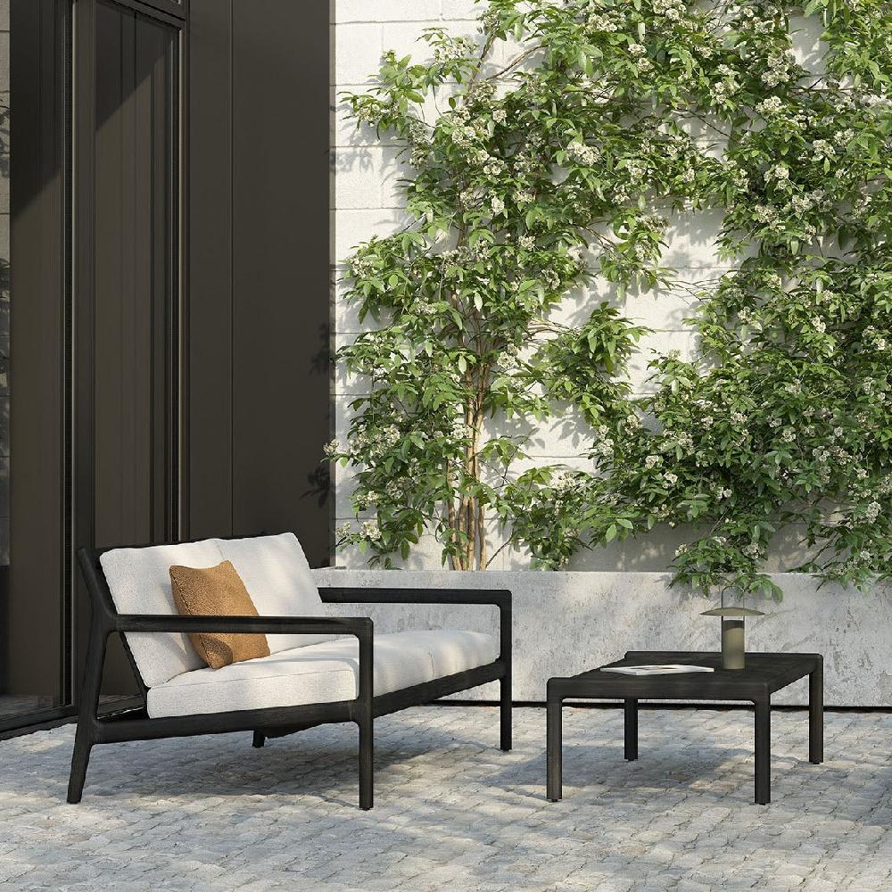 be home Jack Solid Black Teak Outdoor Coffee Table 47.5