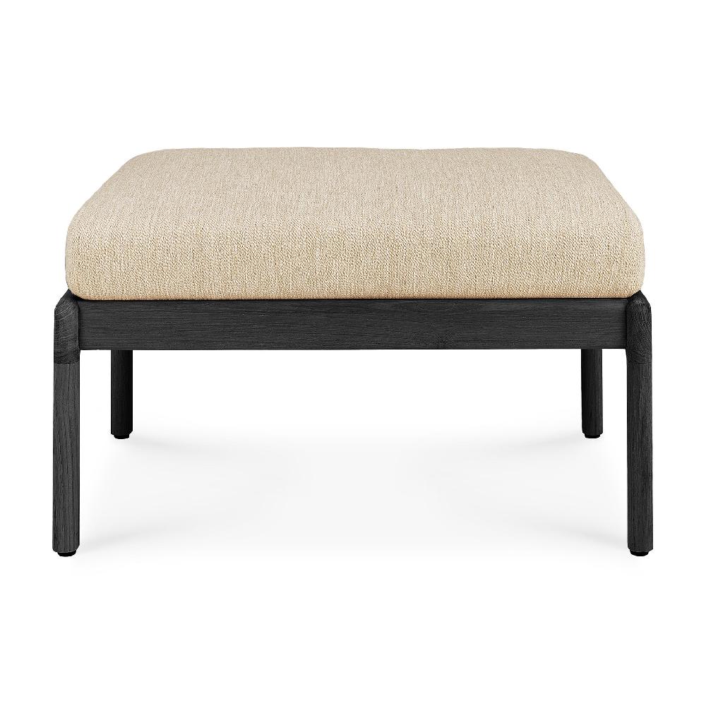 Be Home Jack Solid Black Teak Outdoor Footstool Natural