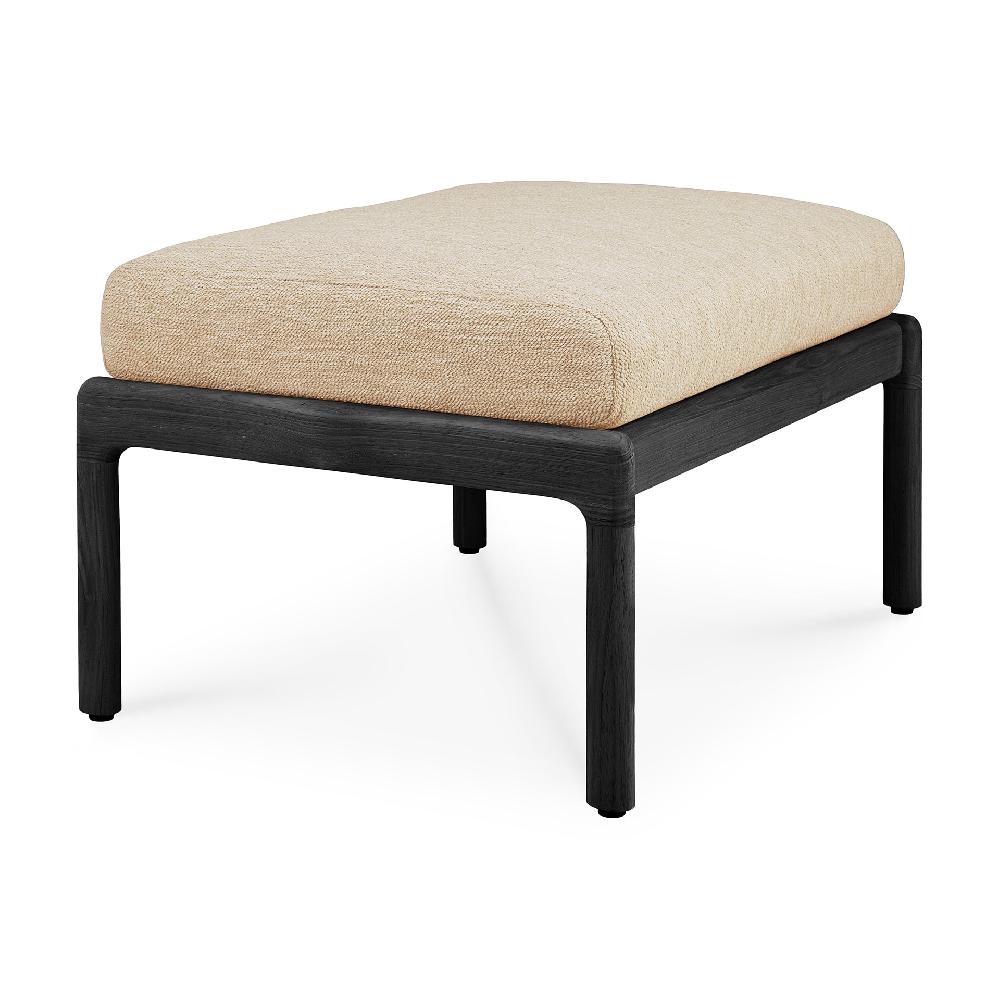 Be Home Jack Solid Black Teak Outdoor Footstool Natural