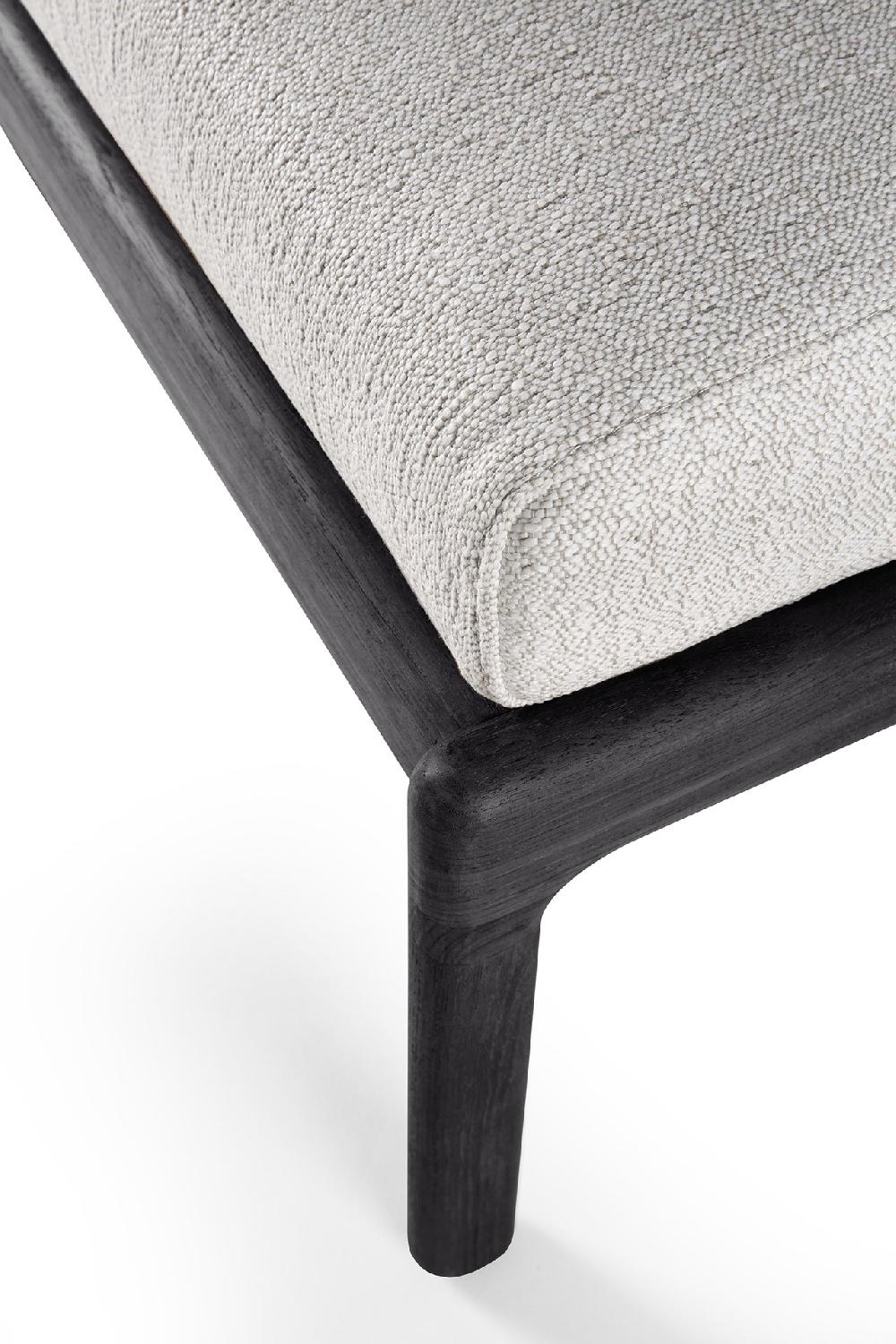 Be Home Jack Solid Black Teak Outdoor Footstool Off White