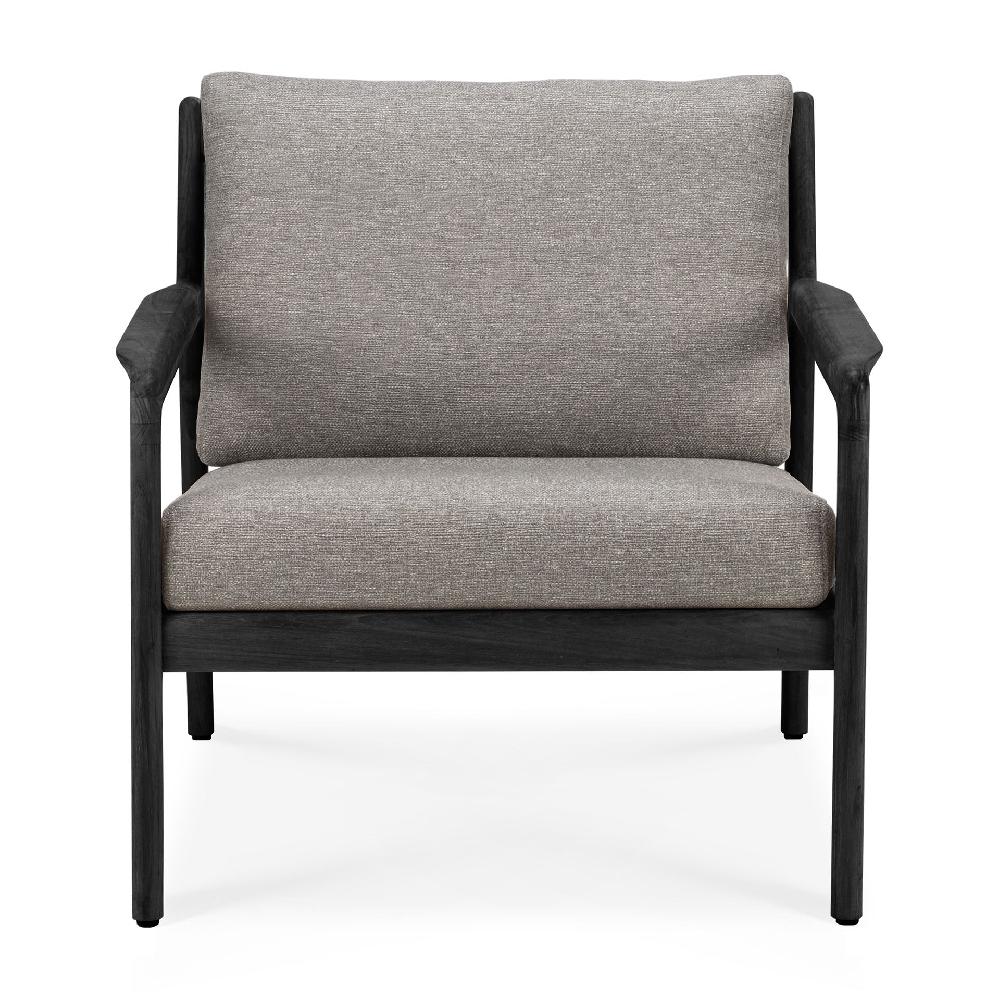 Be Home Jack Solid Black Teak Outdoor Lounge Chair Mocha Fabric