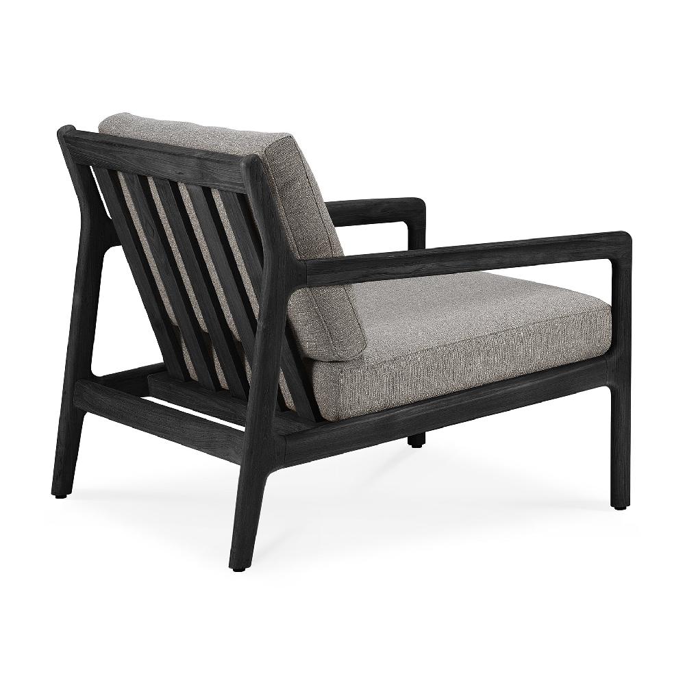 Be Home Jack Solid Black Teak Outdoor Lounge Chair Mocha Fabric
