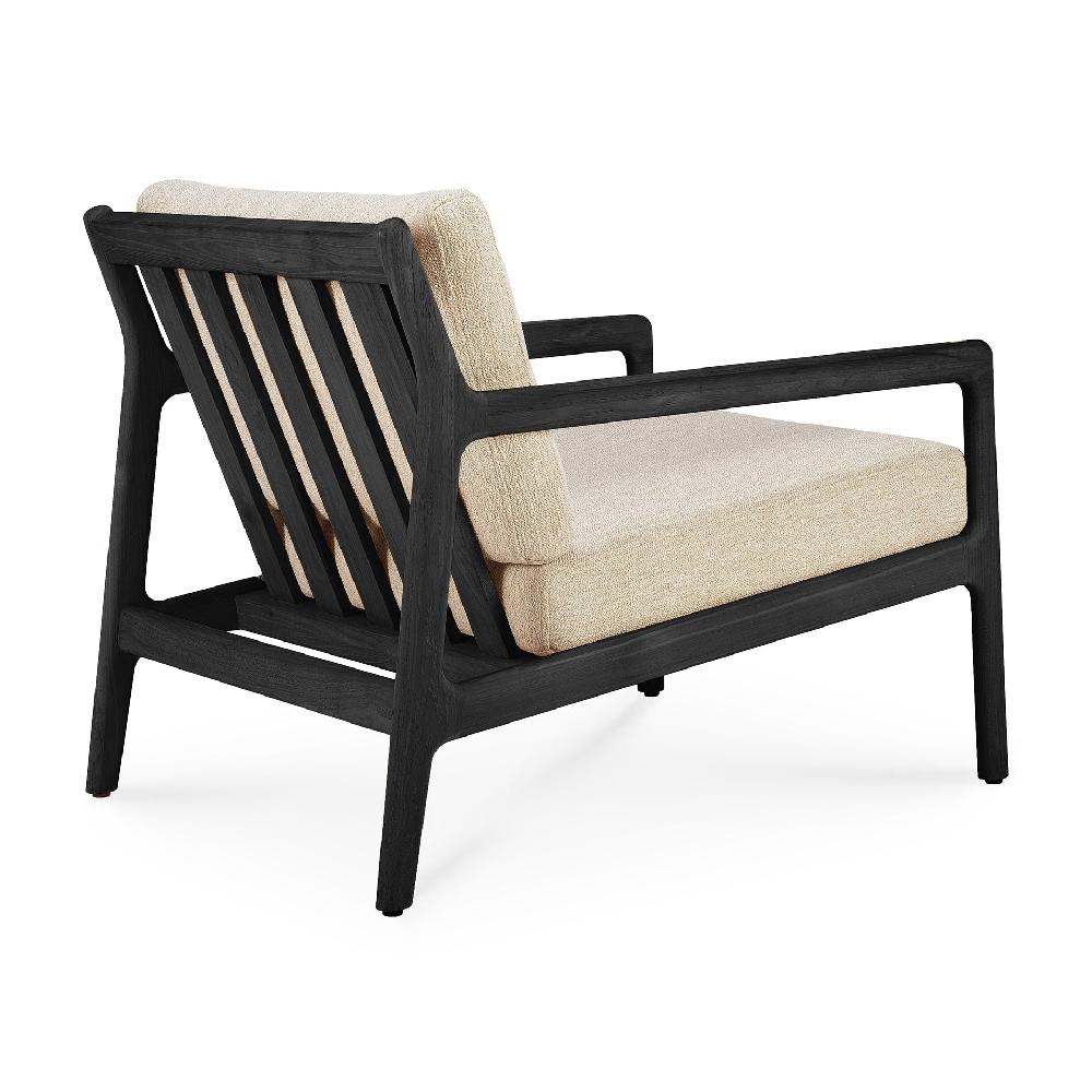 Be Home Jack Solid Black Teak Outdoor Lounge Chair Natural Fabric