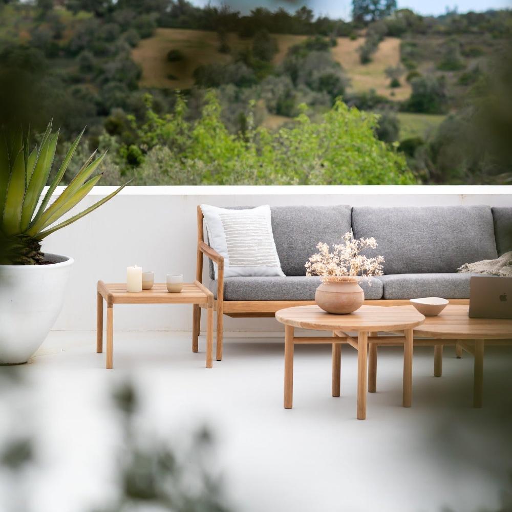 Be Home Jack Solid Teak Outdoor 3 Seater Sofa Mocha Fabric