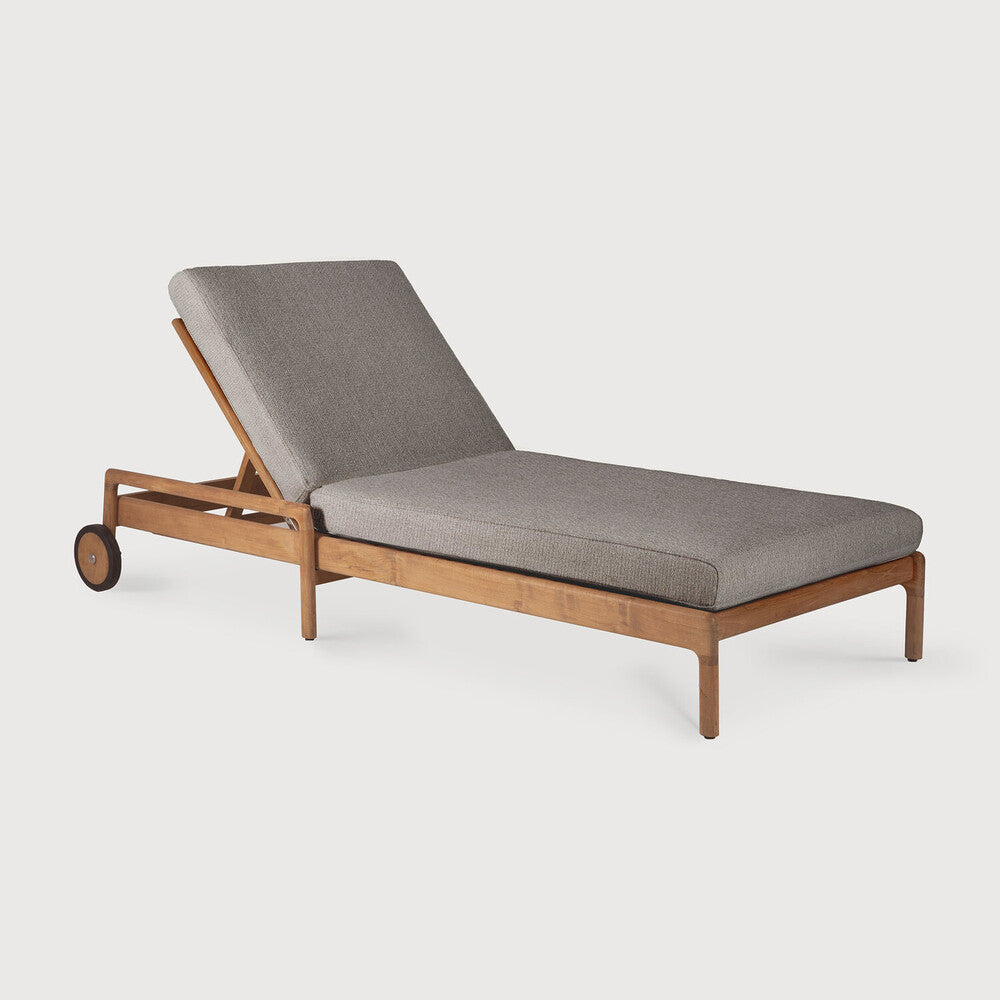 Be Home Jack Solid Teak Outdoor Adjustable Lounger Mocha Fabric