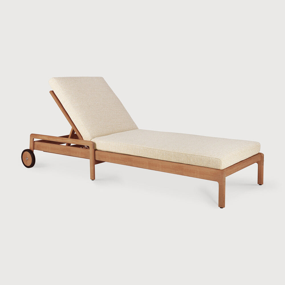 Be Home Jack Solid Teak Outdoor Adjustable Lounger Natural Fabric