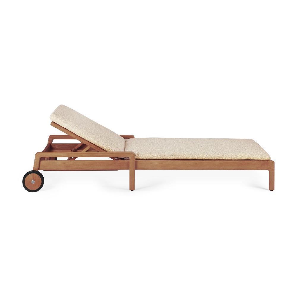 Be Home Jack Solid Teak Outdoor Adjustable Lounger Natural Fabric