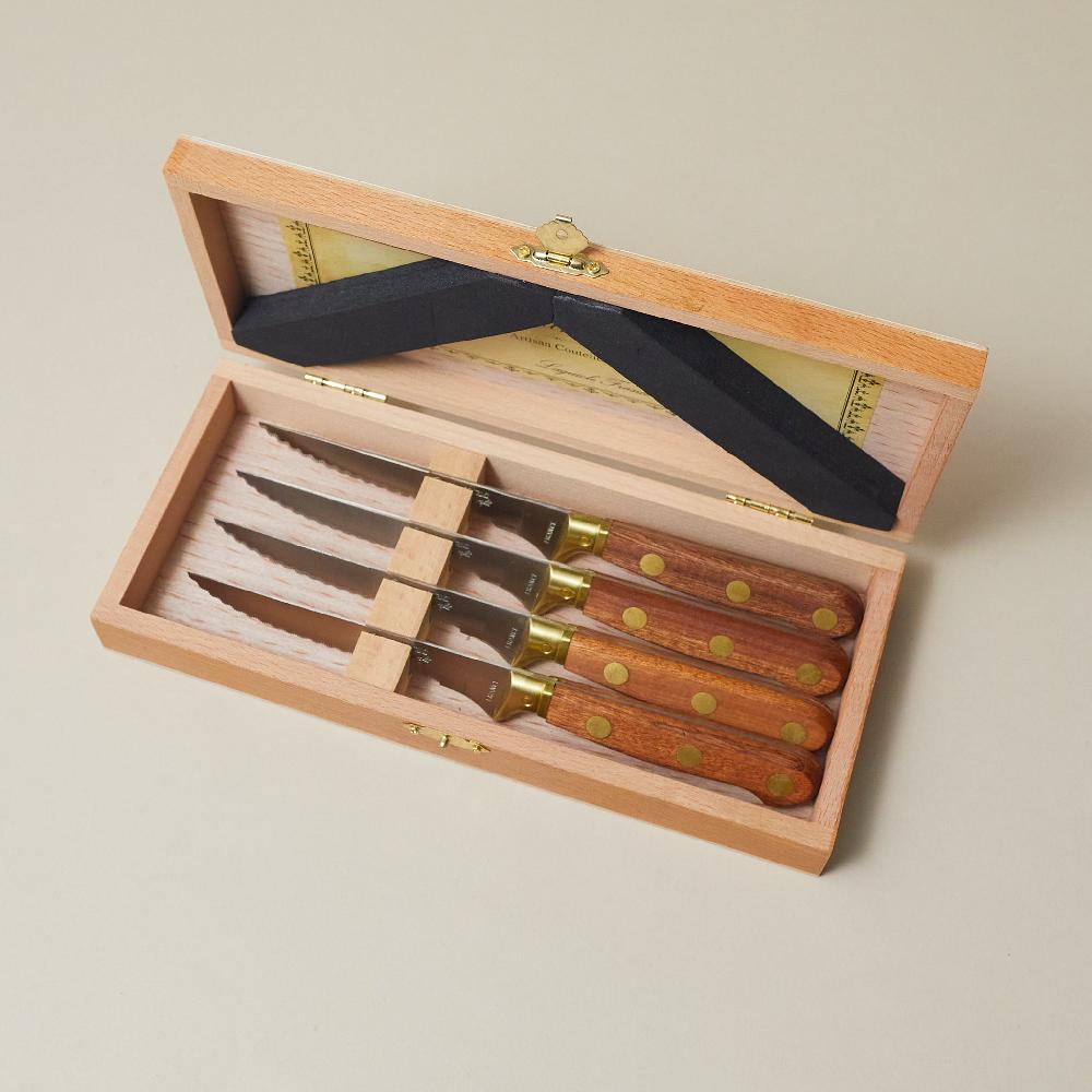 be home La Fourmi 4 Piece Laiton Steak Knife Set in Wood Presentation Box