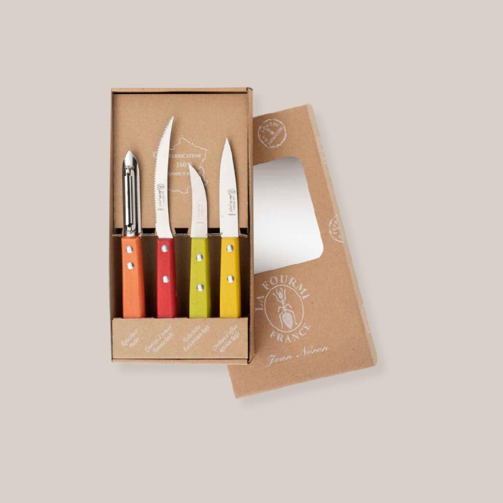 be home La Fourmi Colorful Wooden Kitchen Tools Set of 4
