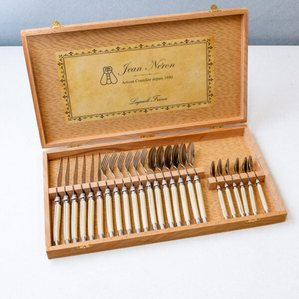be home Laguiole 24 Piece Flatware Set Ivory in Wood Presentation Box
