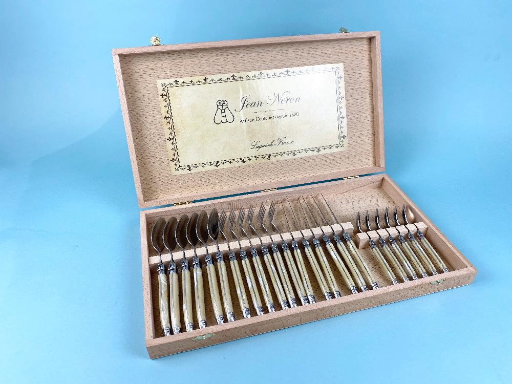 Be Home Laguiole 24 Piece Flatware Set Pale Horn In Wood Presentation Box