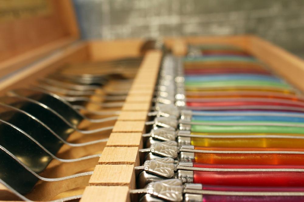 Be Home Laguiole 24 Piece Flatware Set Rainbow In Wood Presentation Box