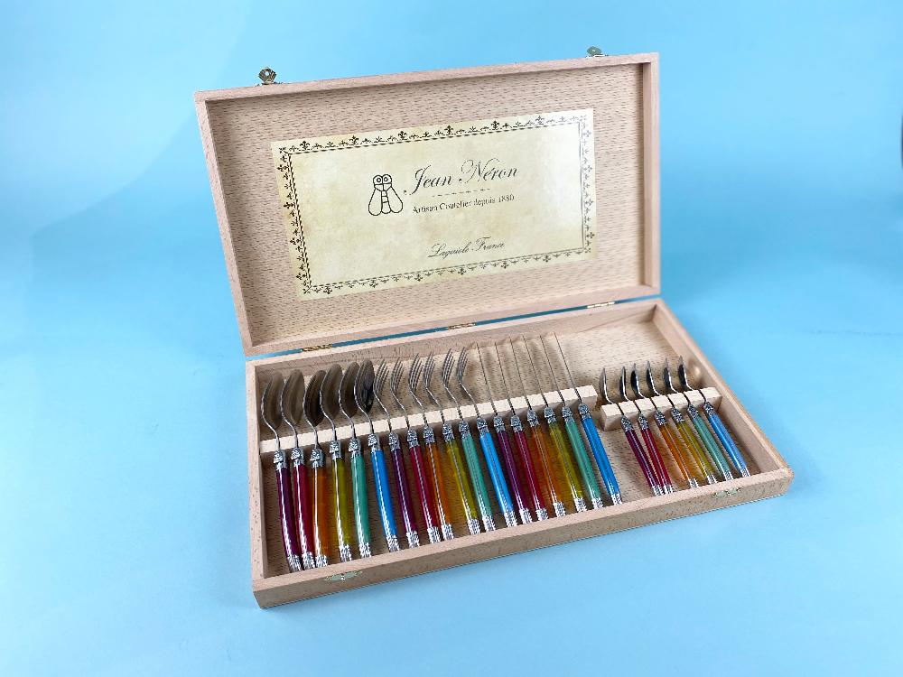 Be Home Laguiole 24 Piece Flatware Set Rainbow In Wood Presentation Box