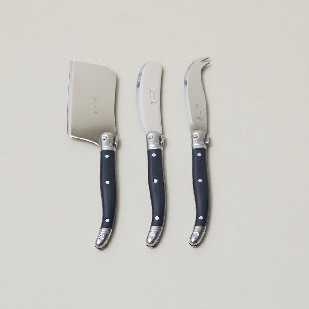 be home Laguiole 3 Piece Mini Cheese Utensil Set Black in Kraft Paper Box