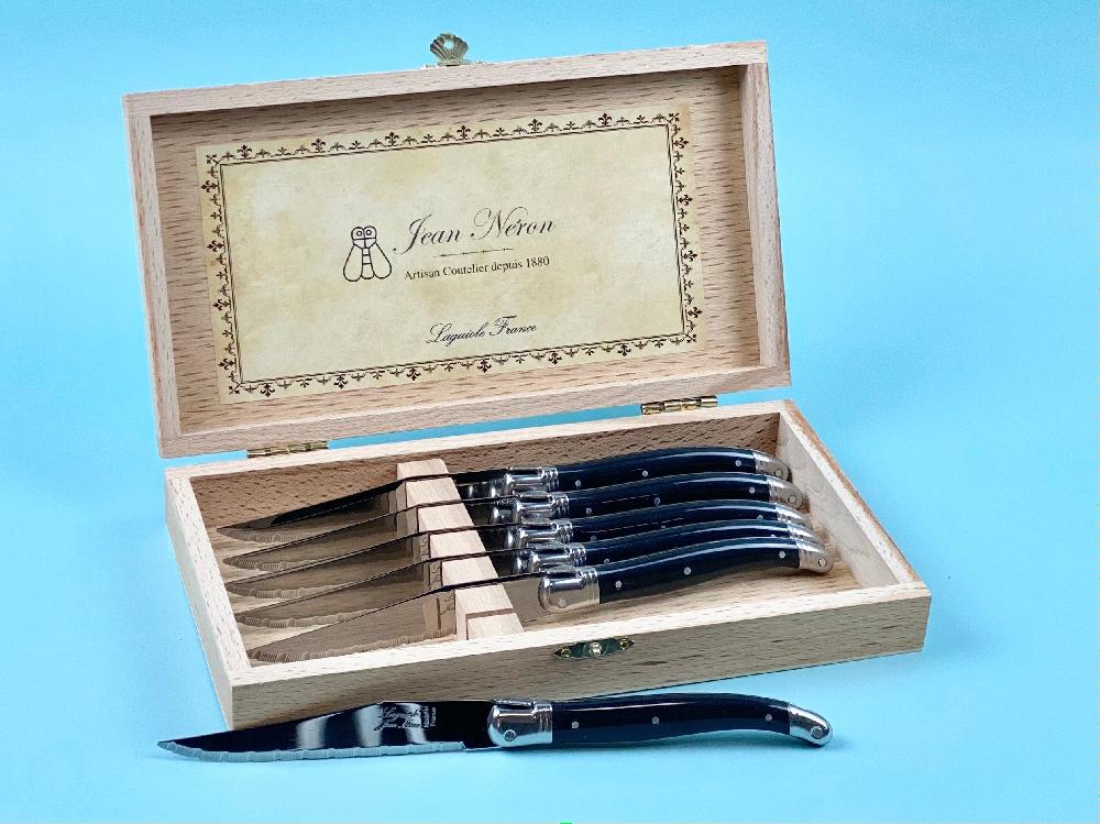 Be Home Laguiole 6 Piece Steak Knife Set Black In Wood Presentation Box