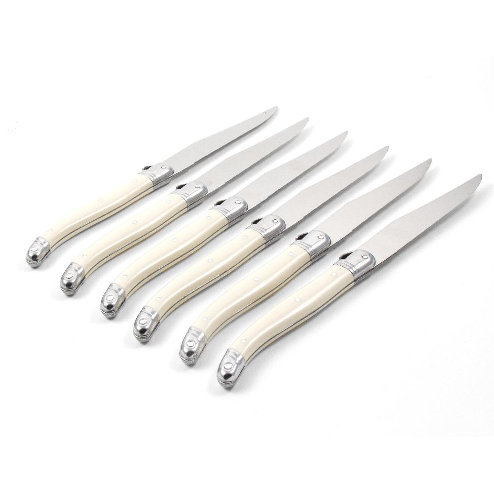 Be Home Laguiole 6 Piece Steak Knife Set Ivory In Wood Box With Acrylic Lid