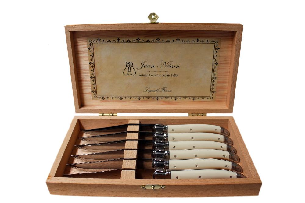 Be Home Laguiole 6 Piece Steak Knife Set Ivory In Wood Presentation Box