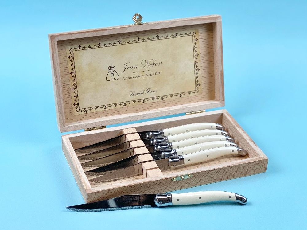 Be Home Laguiole 6 Piece Steak Knife Set Ivory In Wood Presentation Box