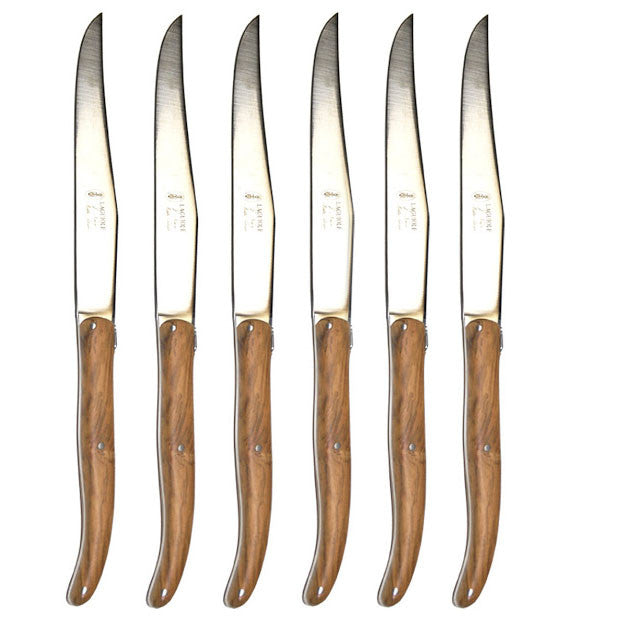 Be Home Laguiole 6 Piece Steak Knife Set Olivewood In Wood Presentation Box