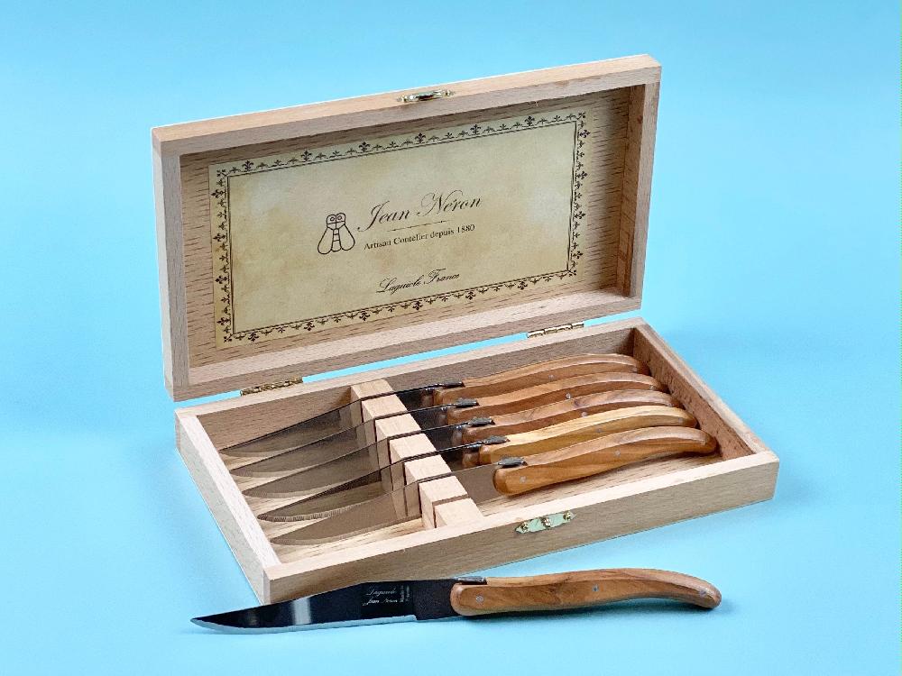 Be Home Laguiole 6 Piece Steak Knife Set Olivewood In Wood Presentation Box