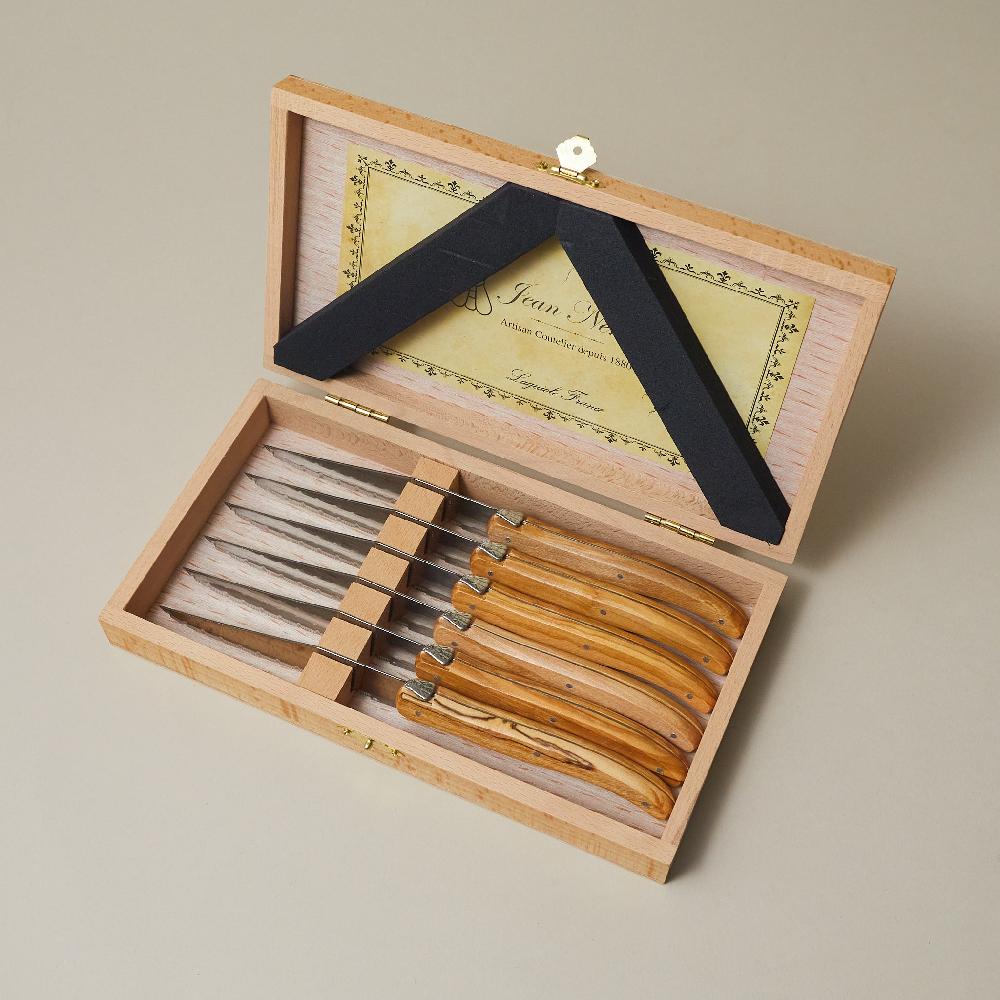 be home Laguiole 6 Piece Steak Knife Set Olivewood in Wood Presentation Box