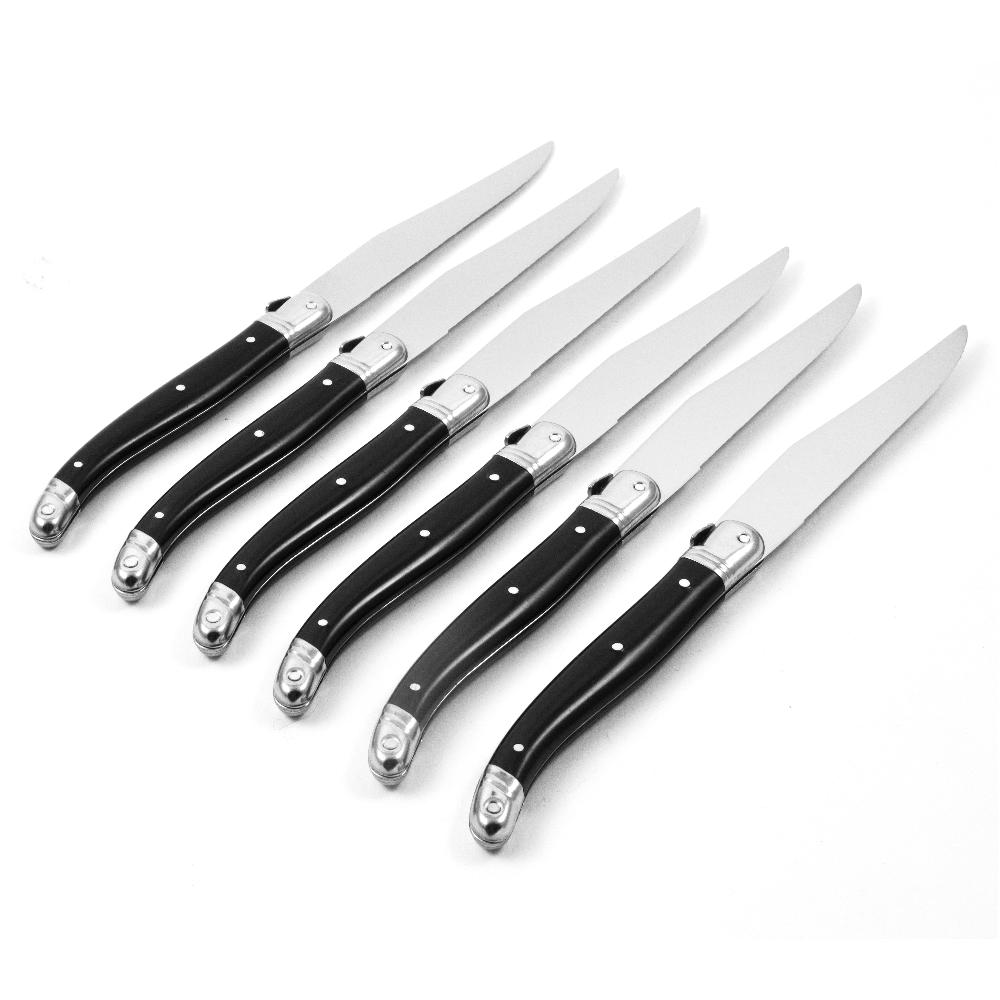Be Home Laguiole 6 Piece Steak Knife Set Platine Black In Wood Box With Acrylic Lid