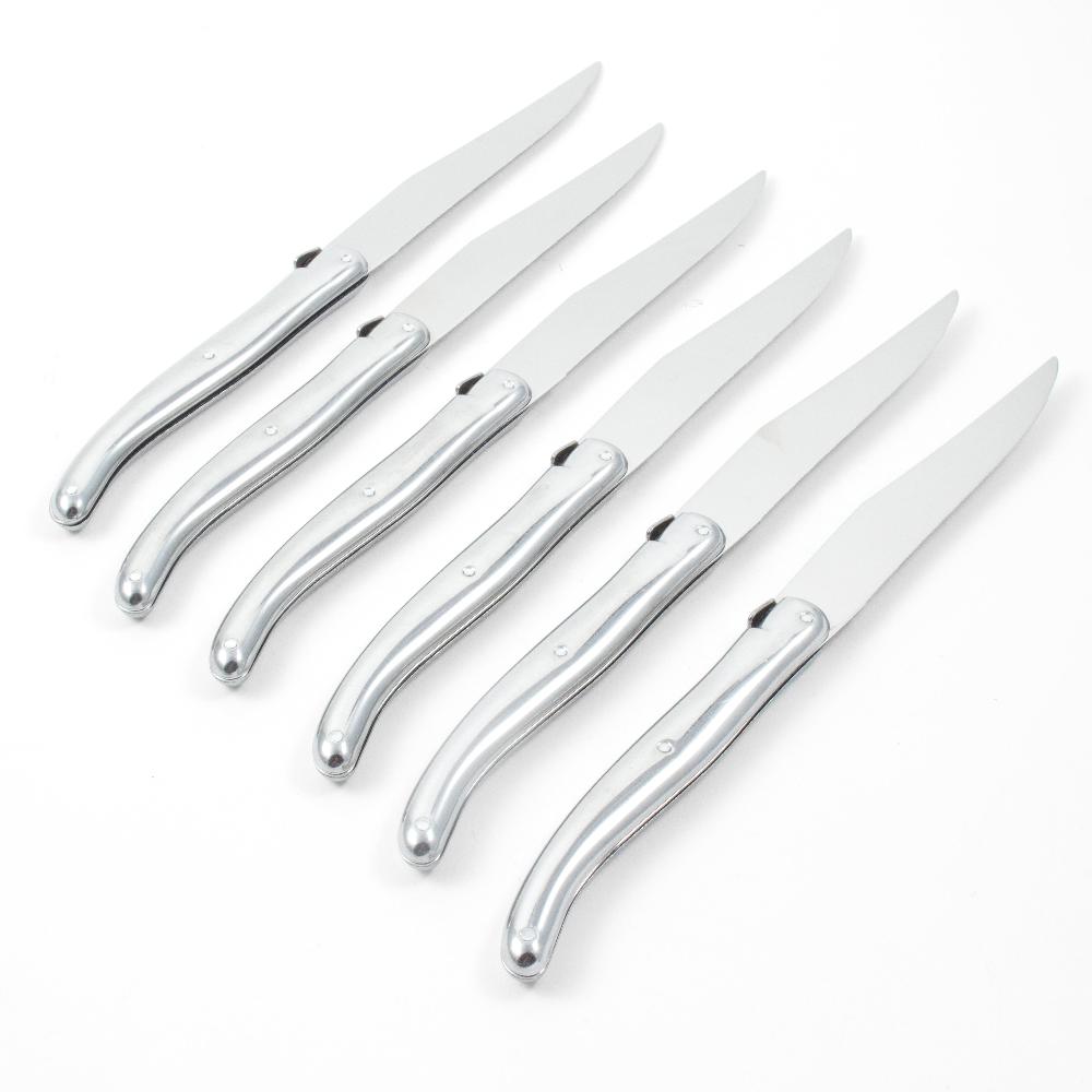 Be Home Laguiole 6 Piece Steak Knife Set Platine Stainless Steel In Wood Box With Acrylic Lid