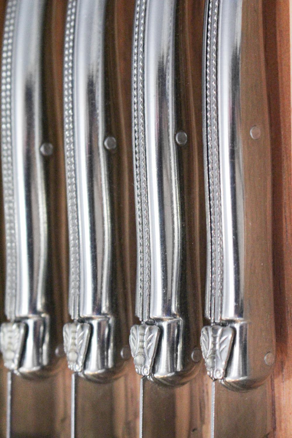 Be Home Laguiole 6 Piece Steak Knife Set Platine Stainless Steel In Wood Box With Acrylic Lid