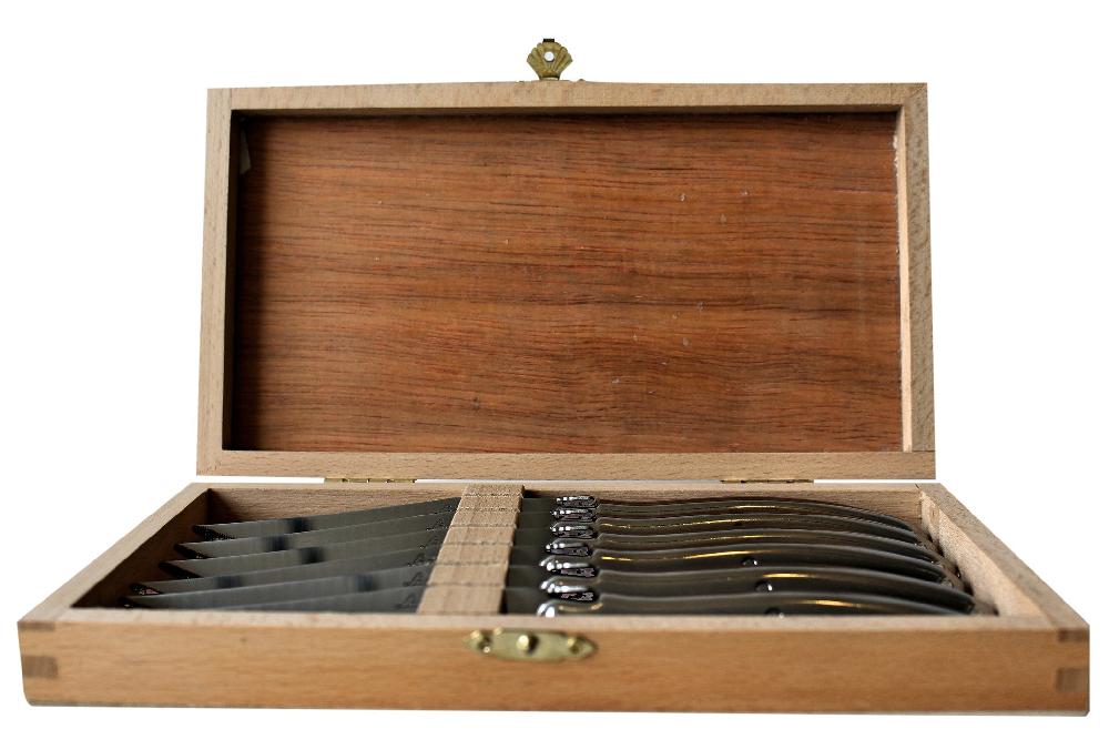 Be Home Laguiole 6 Piece Steak Knife Set Stainless Steel In Wood Presentation Box