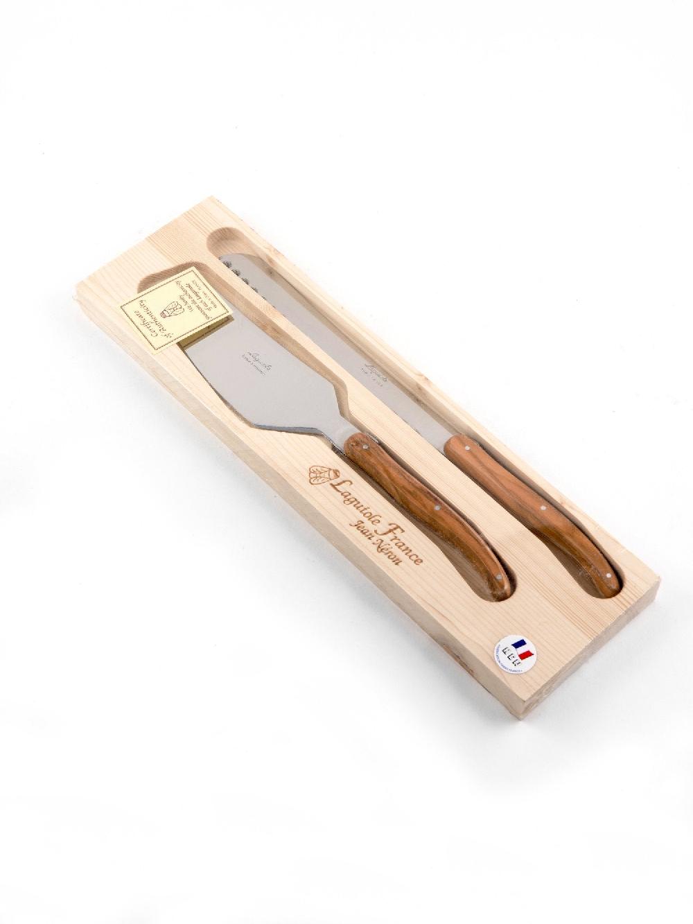 Be Home Laguiole Cake Serving Set Olivewood In Wooden Box