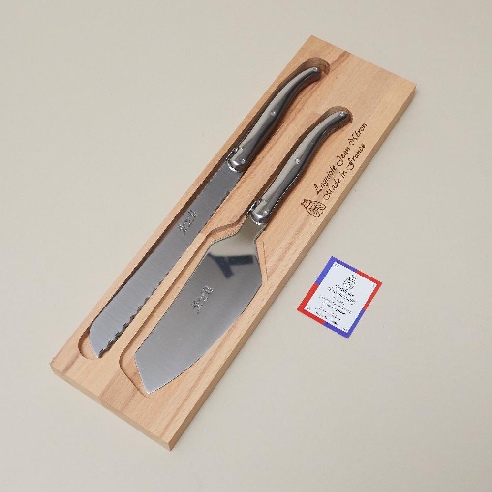 be home Laguiole Cake Serving Set Platine Stainless Steel in wooden box