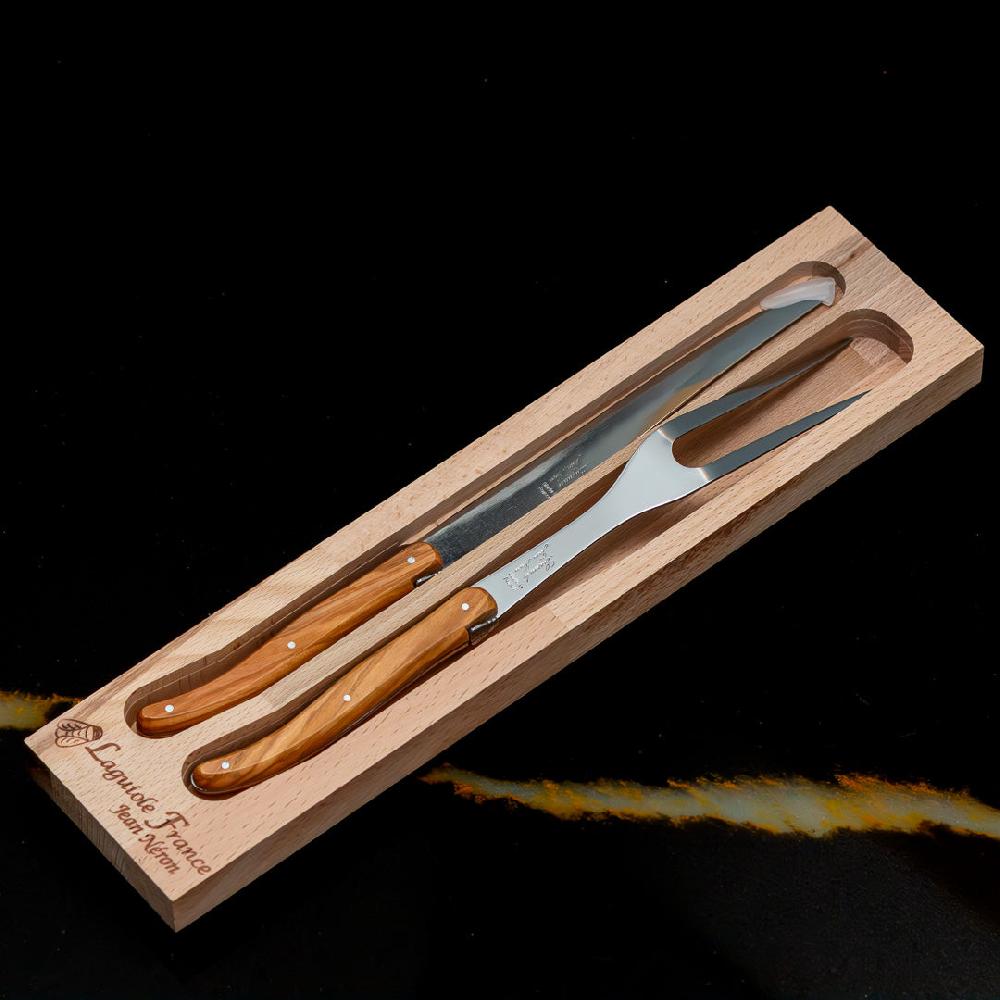 be home Laguiole Carving Set Olivewood in wooden box