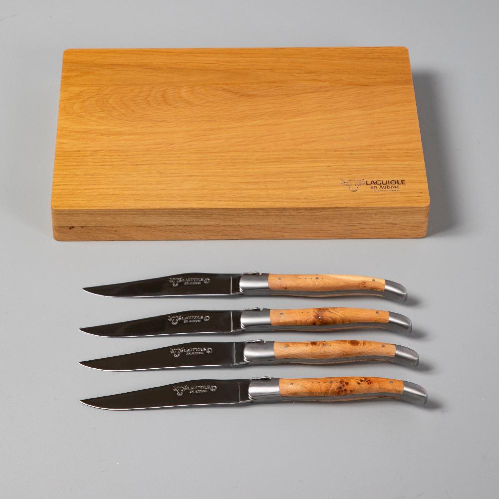 Be Home Laguiole En Aubrac Handcrafted Steak Knives Set Of 4 Juniper Wood