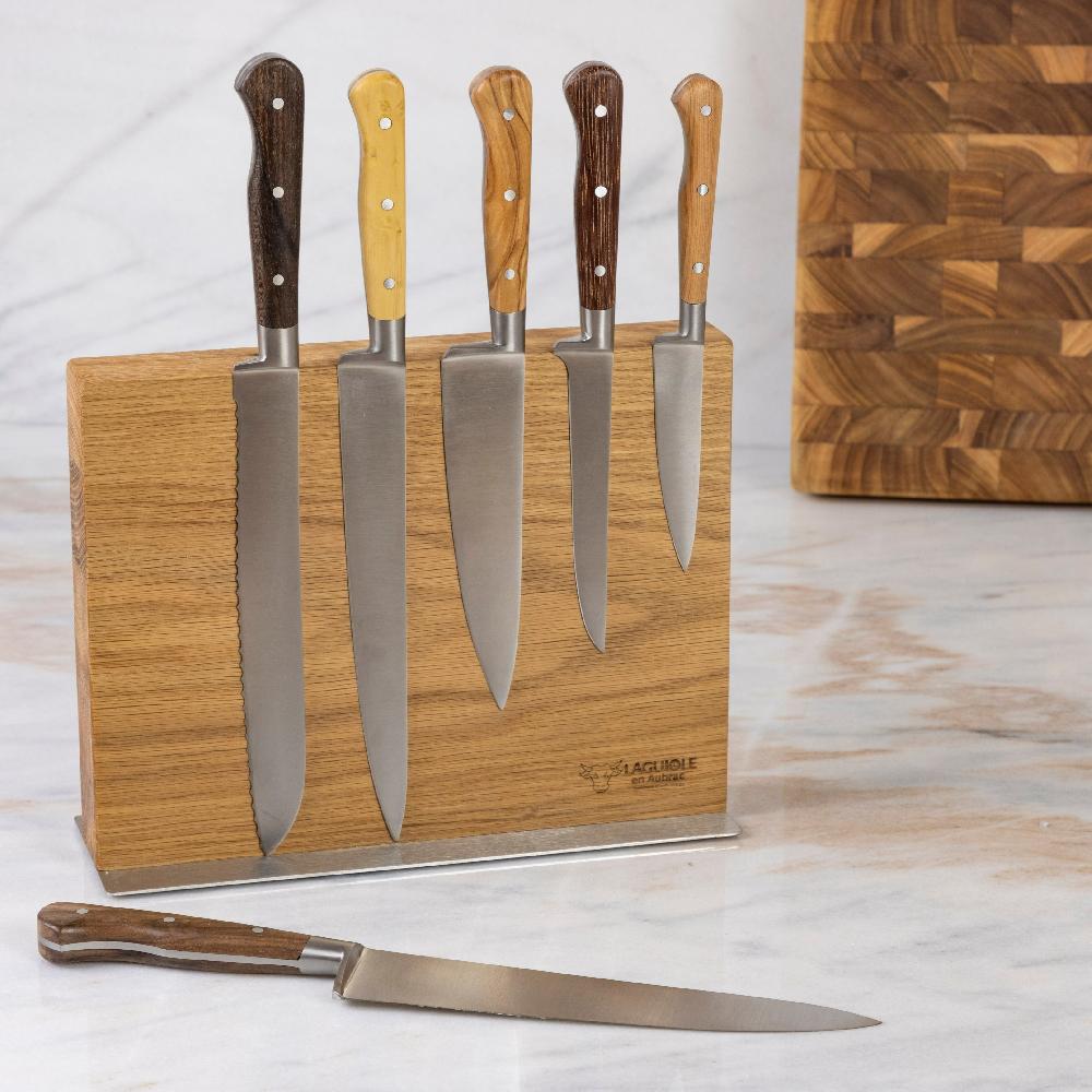 Be Home Laguiole En Aubrac Kitchen Knives With Oak Block Set Of 6 Mixed Wood