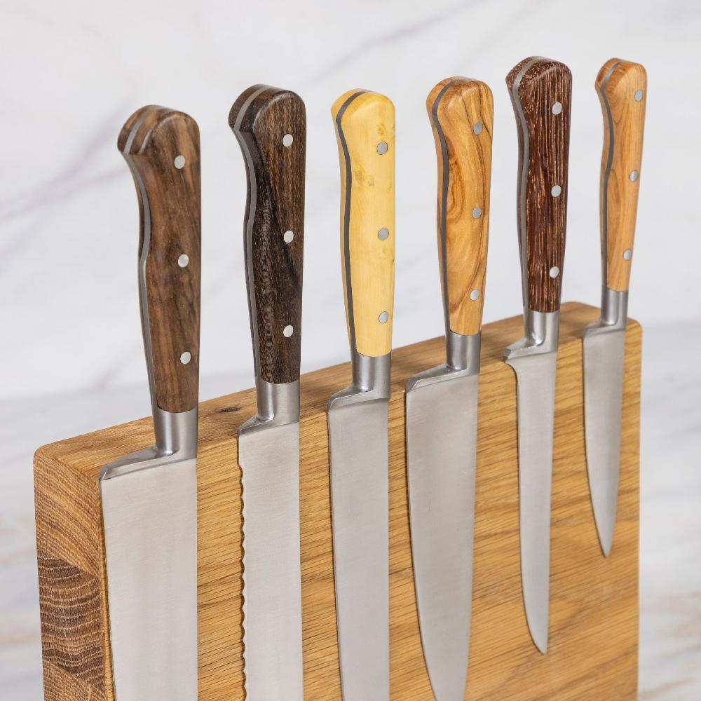 Be Home Laguiole En Aubrac Kitchen Knives With Oak Block Set Of 6 Mixed Wood
